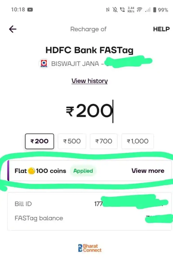 Image from Btrick Official: Jab Aap First Time Fasttag Recharge/Credit Card Bill payment/Recharge/...