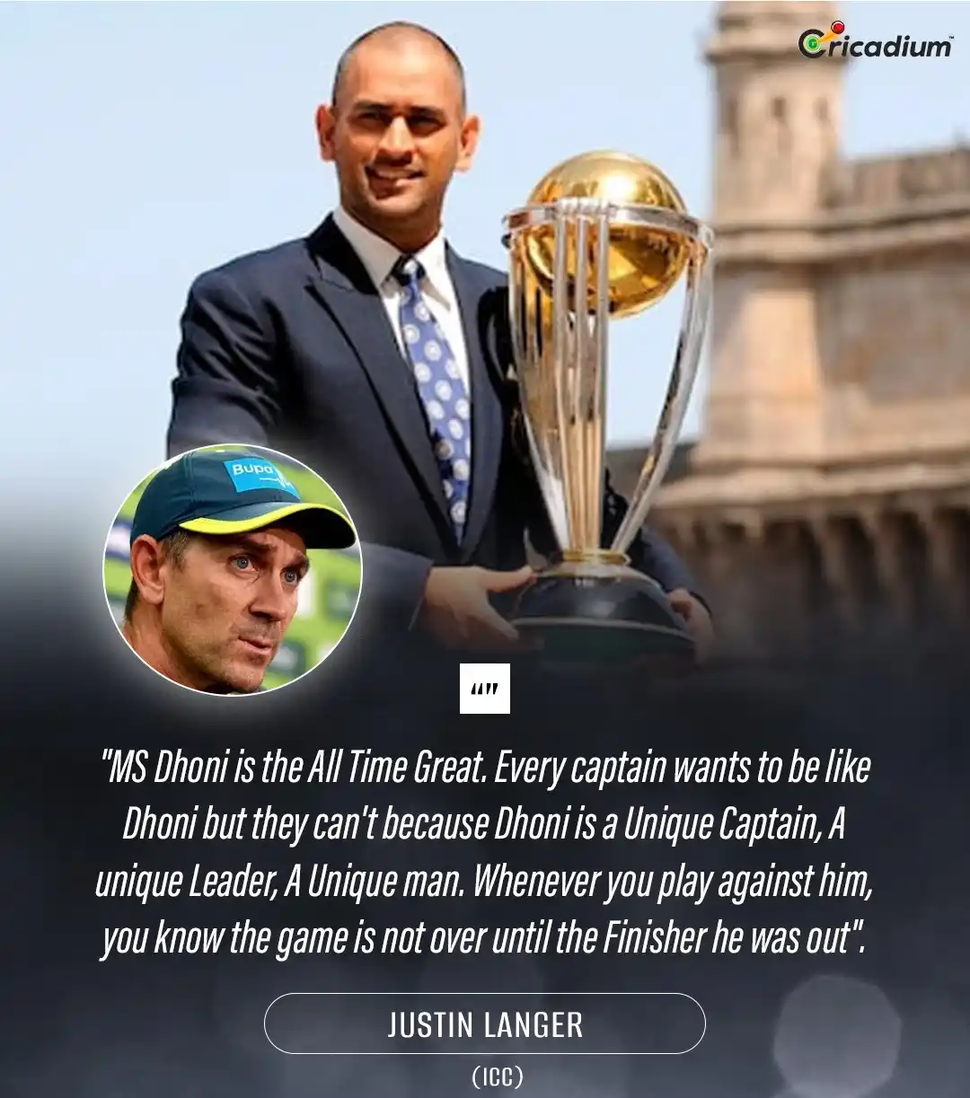 Image from Cricadium🏏: JUSTIN LANGER ON MS DHONI  <a class="text-blue-500 hover:underline cur...