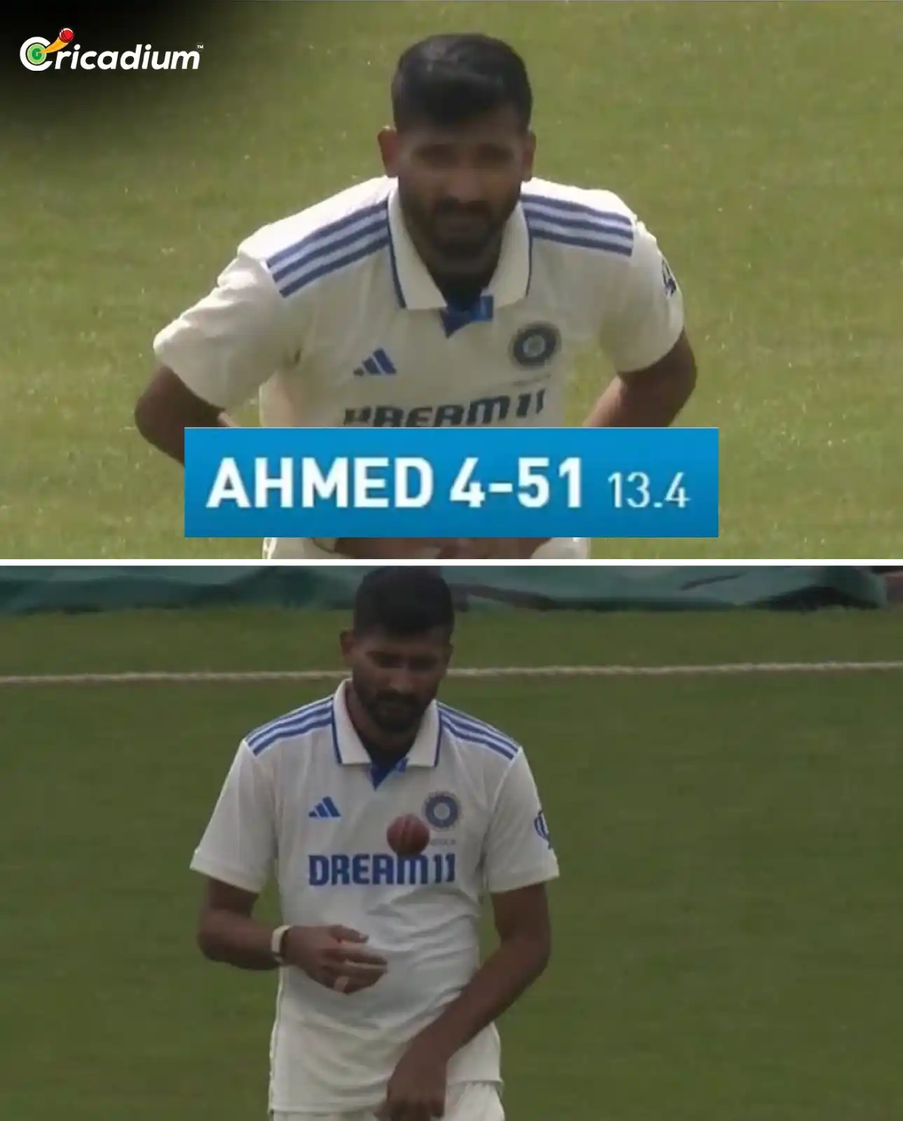 Image from Cricadium🏏: KHALEEL AHMED HAS TAKEN 4 WICKETS IN 4 OVERS! 🤯🔥 From 10-1-39-0 to 1...