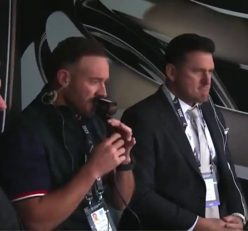 Image from Cricadium🏏: Legends in the box! 🎙️🔥 AB de Villiers & Graeme Smith together in th...