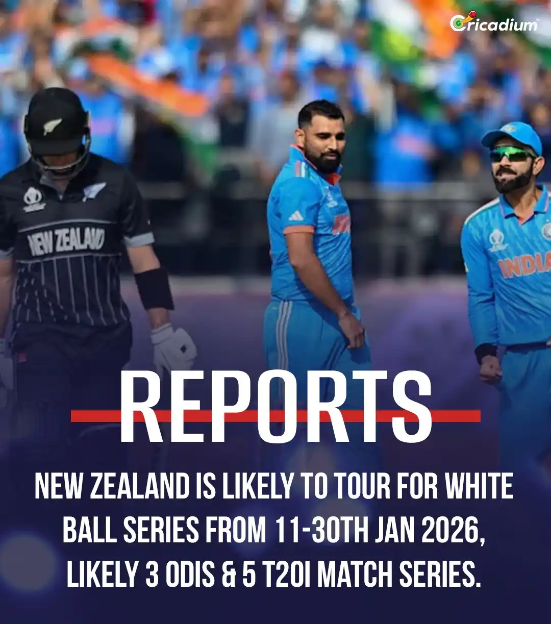 Image from Cricadium🏏: Mark your calendars! 📅 New Zealand set to tour India from Jan 11–30, ...