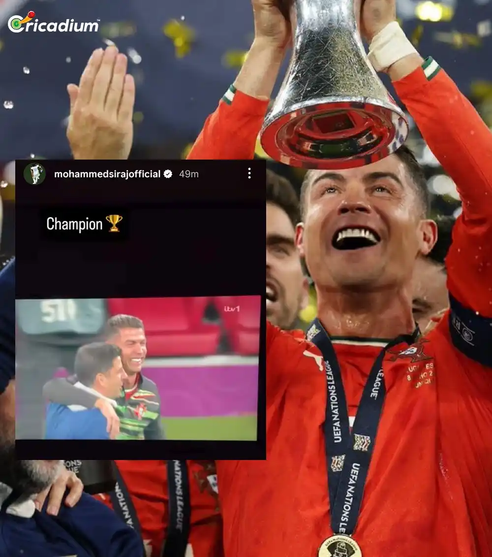 Image from Cricadium🏏: MOHAMMAD SIRAJ INSTAGRAM STORY FOR CRISTIANO RONALDO. 🐐🏆 <a class="...