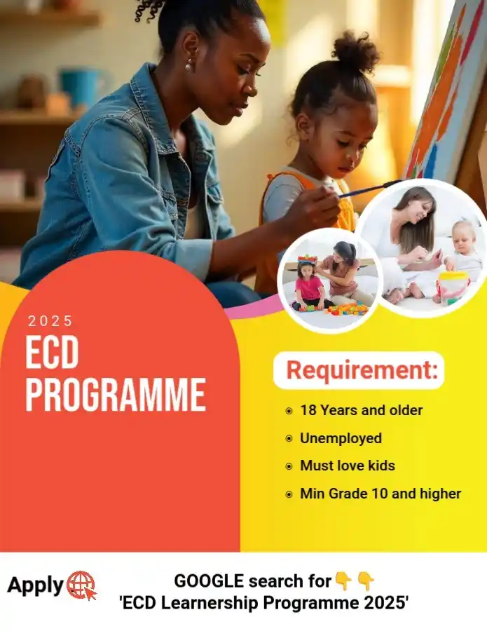 Image from FindSAjobs & Learnerships: 🔌Nayi iECD Learnerships 2025 if unoGrade 10 noma Higher)✍️💃 - 🚨If i...