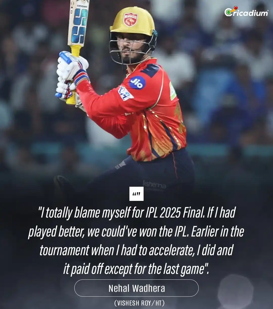 Image from Cricadium🏏: Nehal Wadhera opens up after the heartbreak 🙇‍♂️💔  <a class="text-bl...