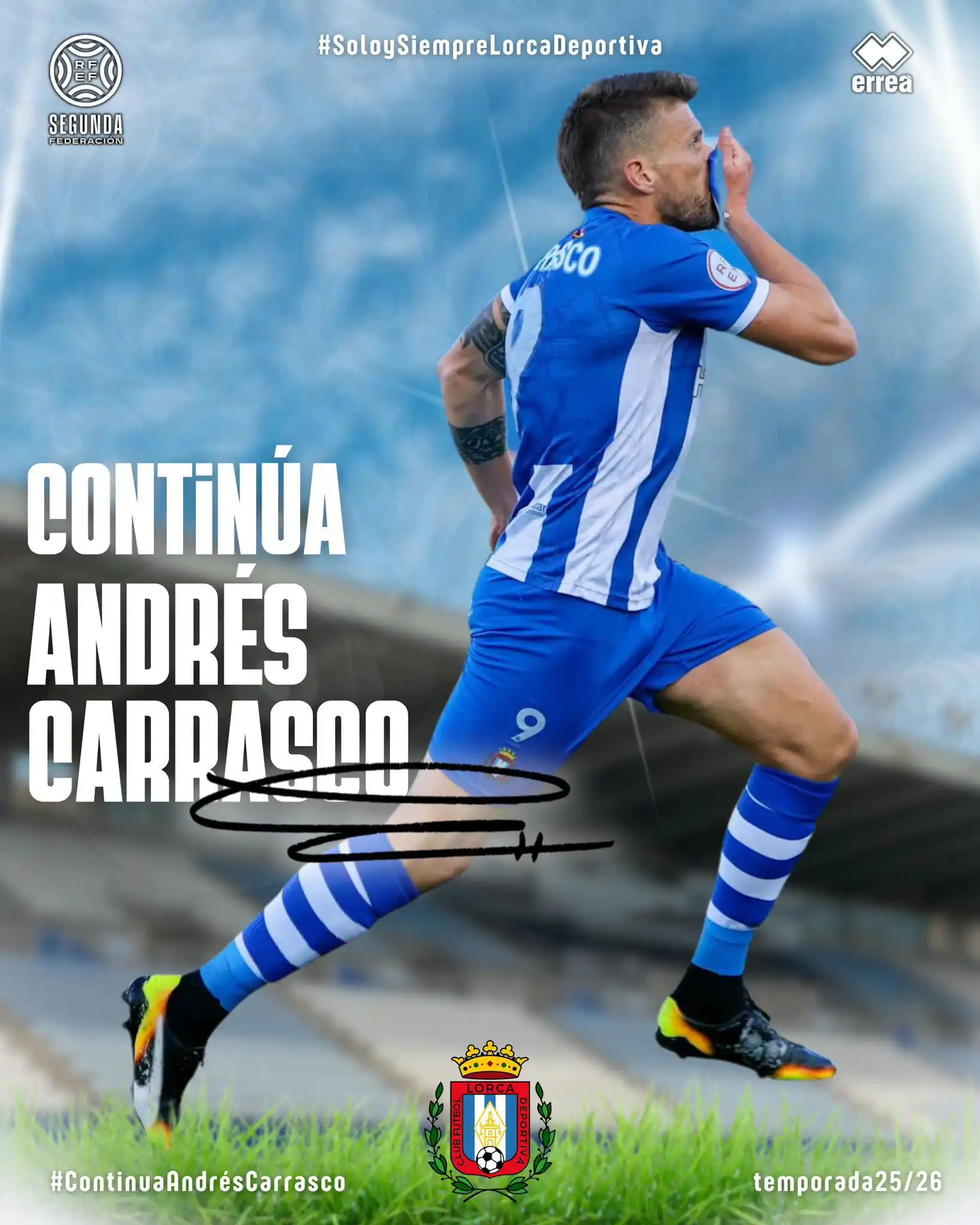 Image from Lorca Deportiva INFO: OFICIAL | ✍🏻 Nuestro capitán Andrés Carrasco seguirá liderando al Lo...