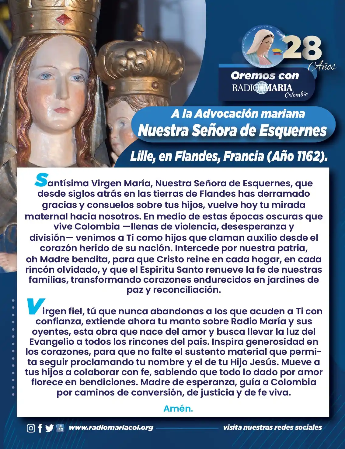 Image from Canal Radio María Colombia: 🕯 *Oremos* con Radio María en este día especial que recordamos la Adv...