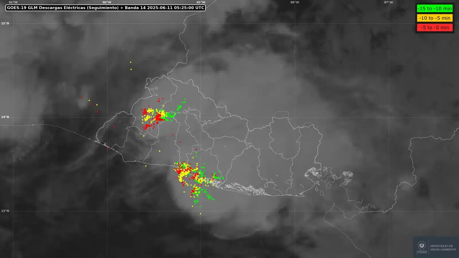 Image from Ministerio de Medio Ambiente El Salvador: Persisten las lluvias y tormentas de moderada intensidad sobre Santa A...