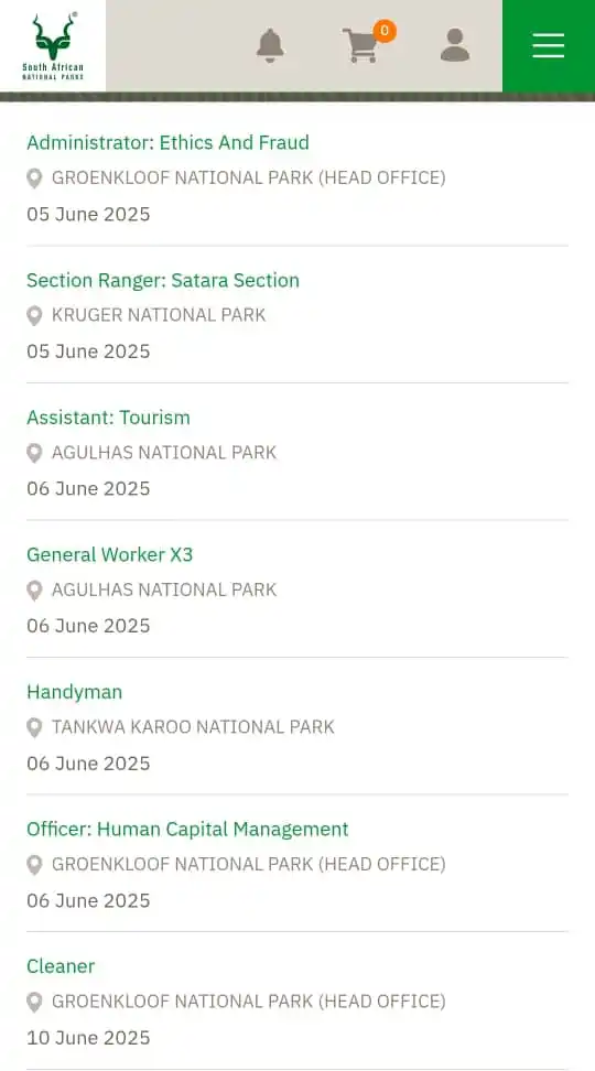 Image from FindSAjobs & Learnerships: SANParks: Looking for unemployed people to start ASAP Location: Sout...