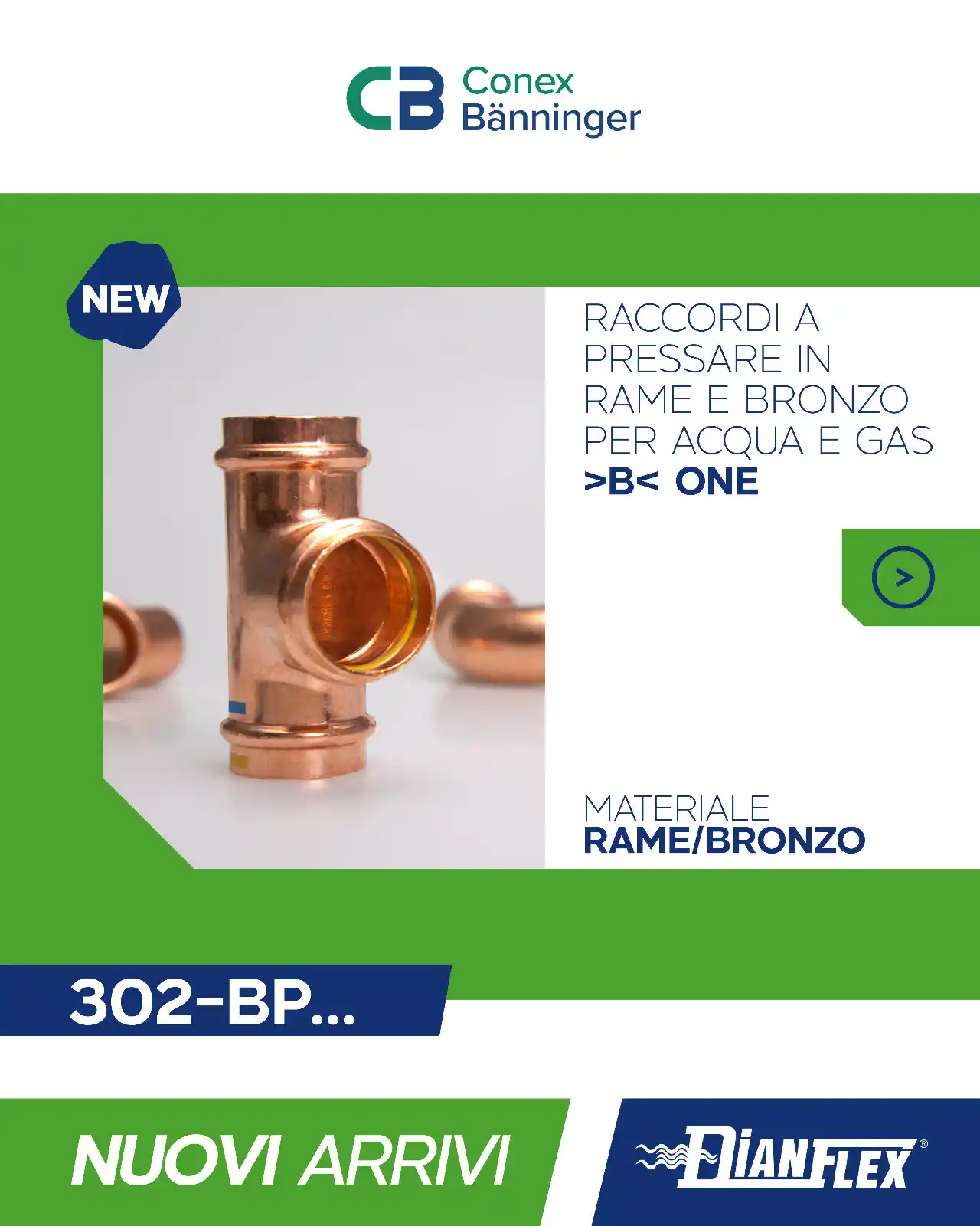 Image from DIANFLEX: Scopri i raccordi a pressare in rame e bronzo >B< ONE: affidabili, res...