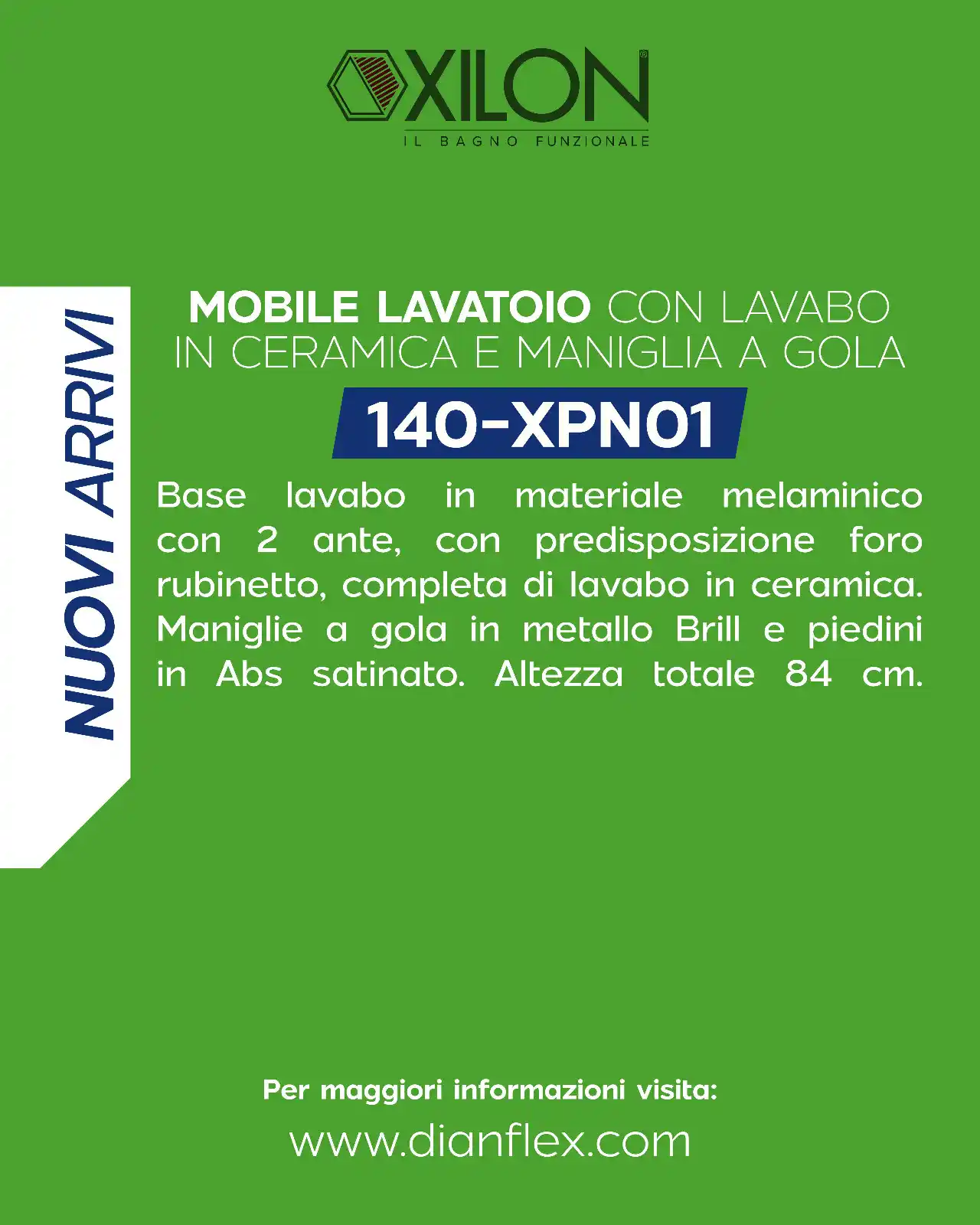 Image from DIANFLEX: Scopri il nuovo mobile lavatoio XILON 140-XPN01 con lavabo in ceramica...