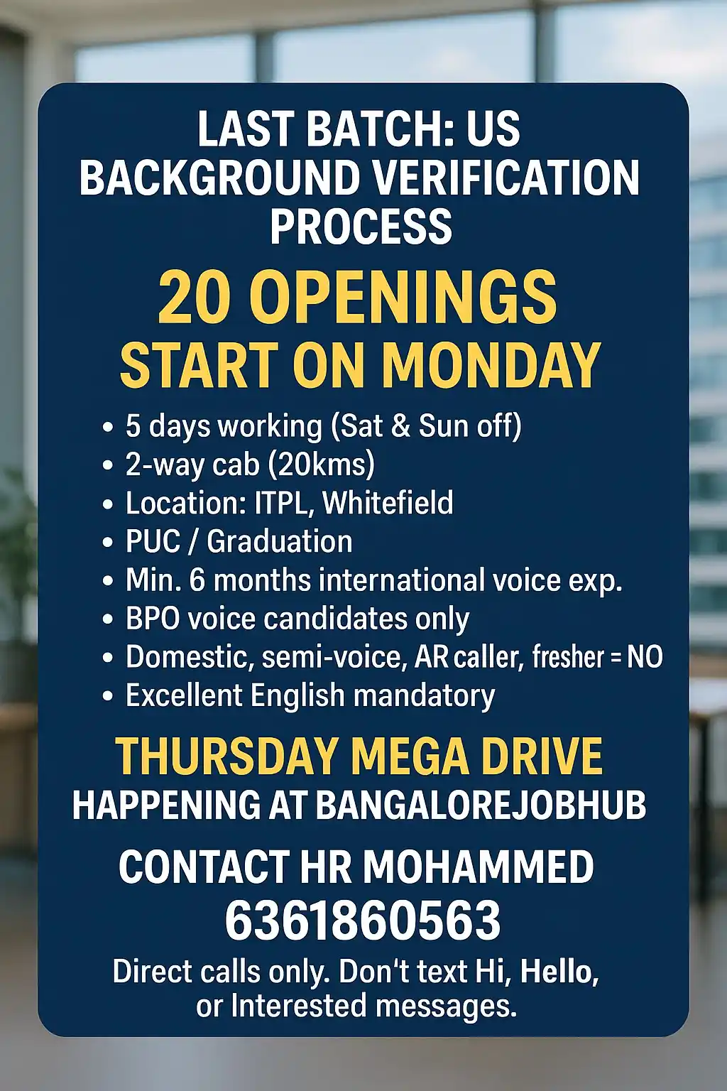 Image from Bangalore Job Hub💥 (BPO Job Placement) Jobs In Bangalore Jayanagar 9th Block Bengaluru ☑️☑️: 💥 Skyrocket Your BPO Career – Your Next Big Break Starts NOW! 🚨 LIM...