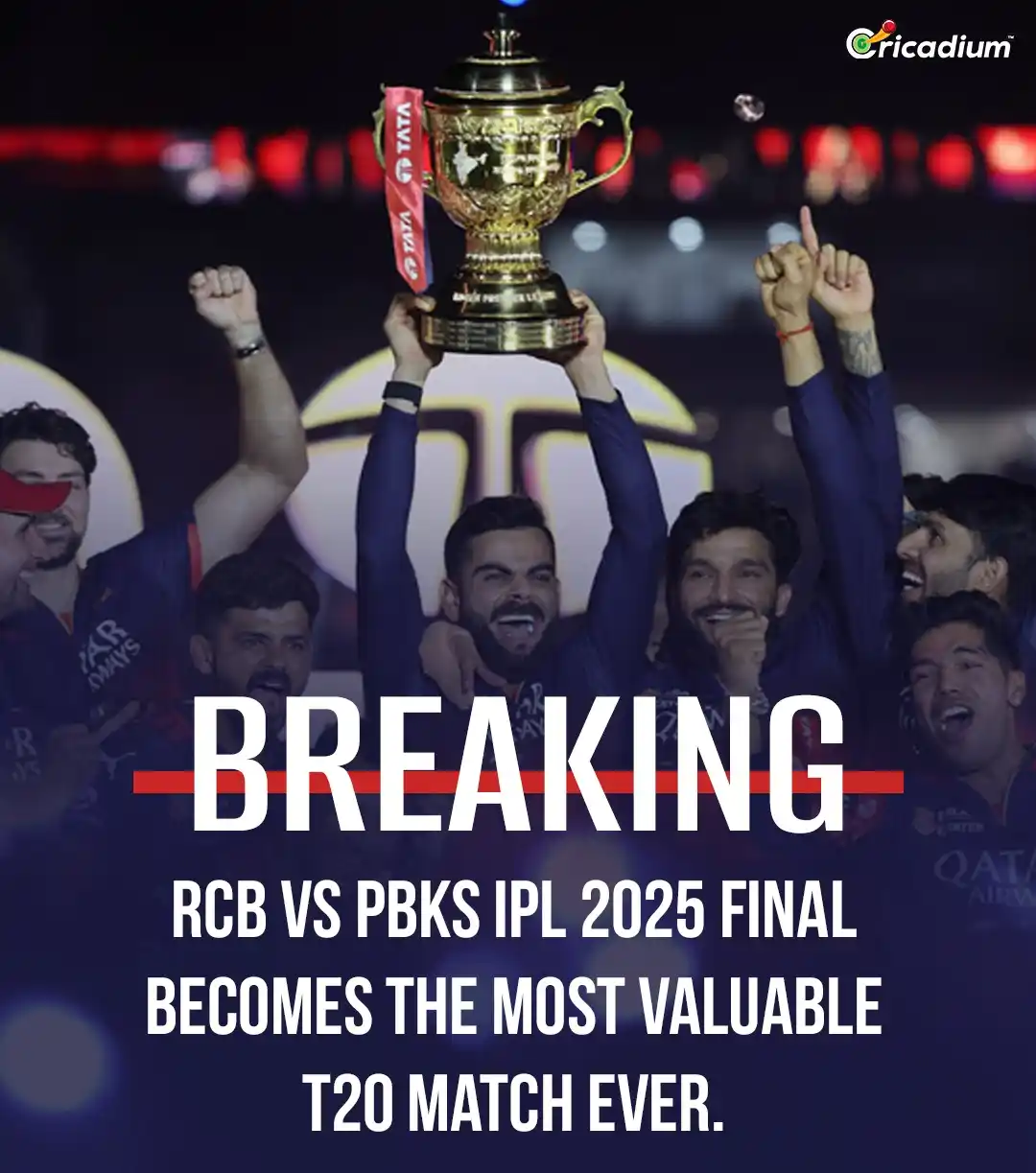 Image from Cricadium🏏: The numbers are in: RCB vs PBKS – IPL 2025 Final = 💰 The richest T20...