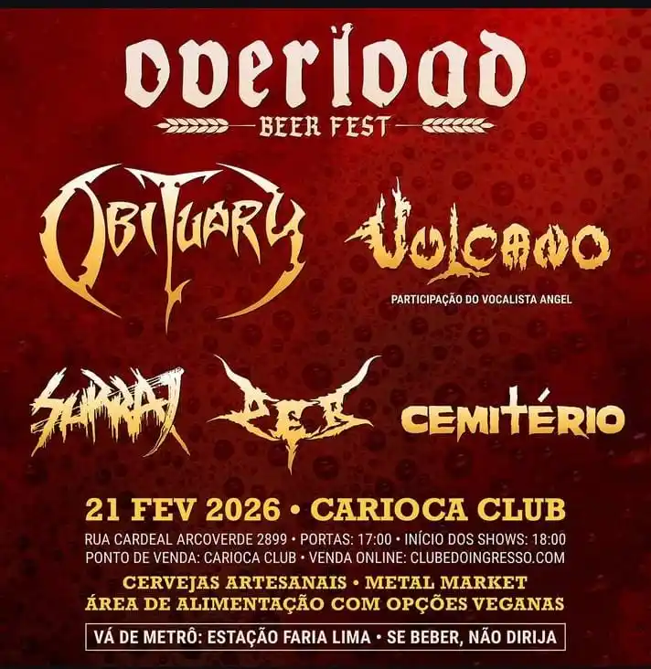 Image from SFP - Press & PR | Sangue Frio Records: 🔥 VULCANO + OBITUARY: nova data confirmada! 📍 Overload Beer Fest aco...
