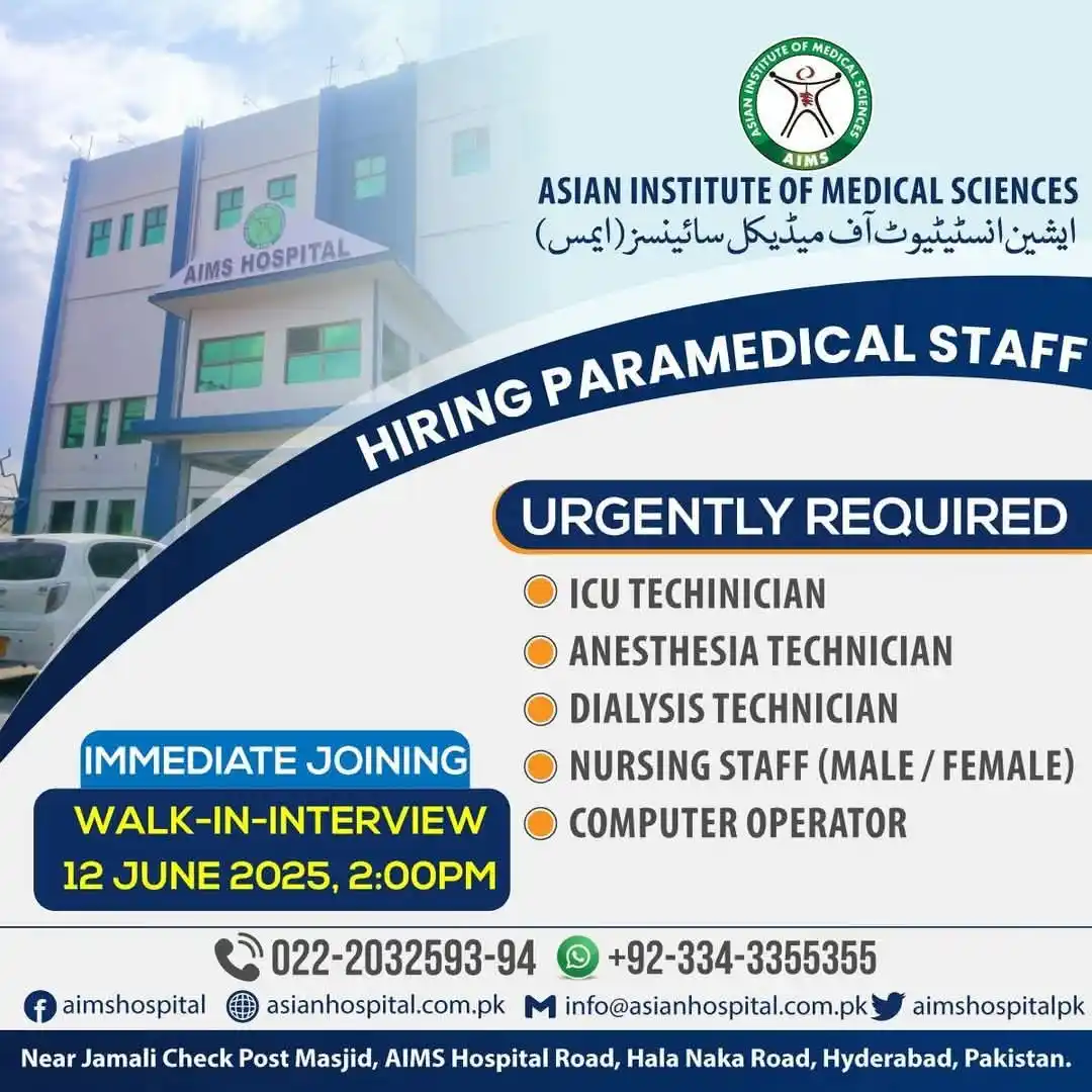 Image from NURSING CHANNEL(Sir Saeed): *AIMS Hospital Job Openings*  - *Positions:*     - *ICU Technician*   ...