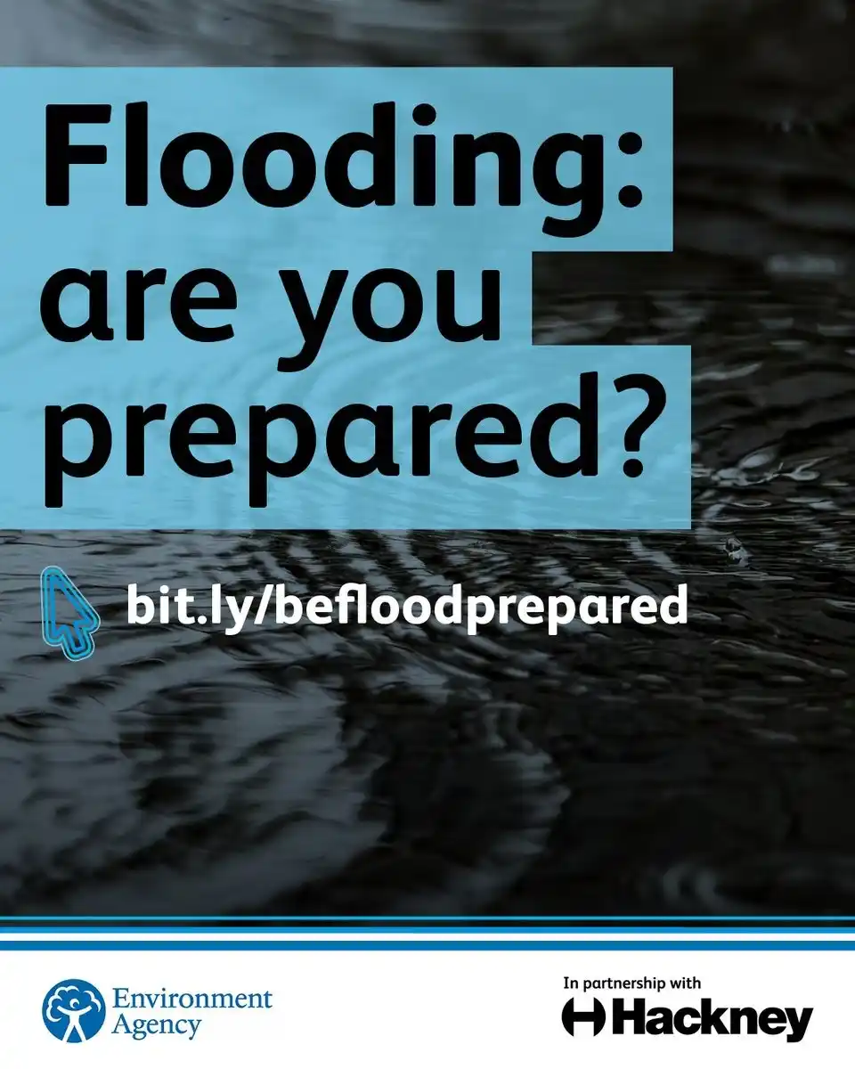 Image from Hackney Council: ⚠️ *Are you prepared for flooding?* Over 3,400 homes in Hackney are a...
