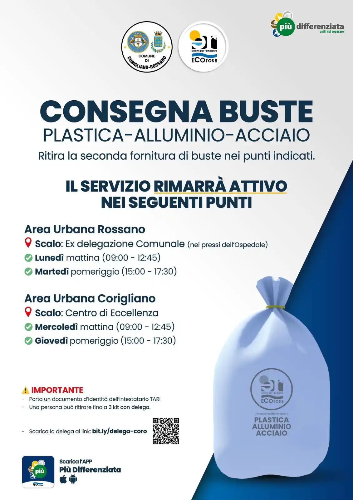 Image from Comune di Corigliano-Rossano : *📢 AVVISO ALLA CITTADINANZA* Il servizio di distribuzione dei kit bu...