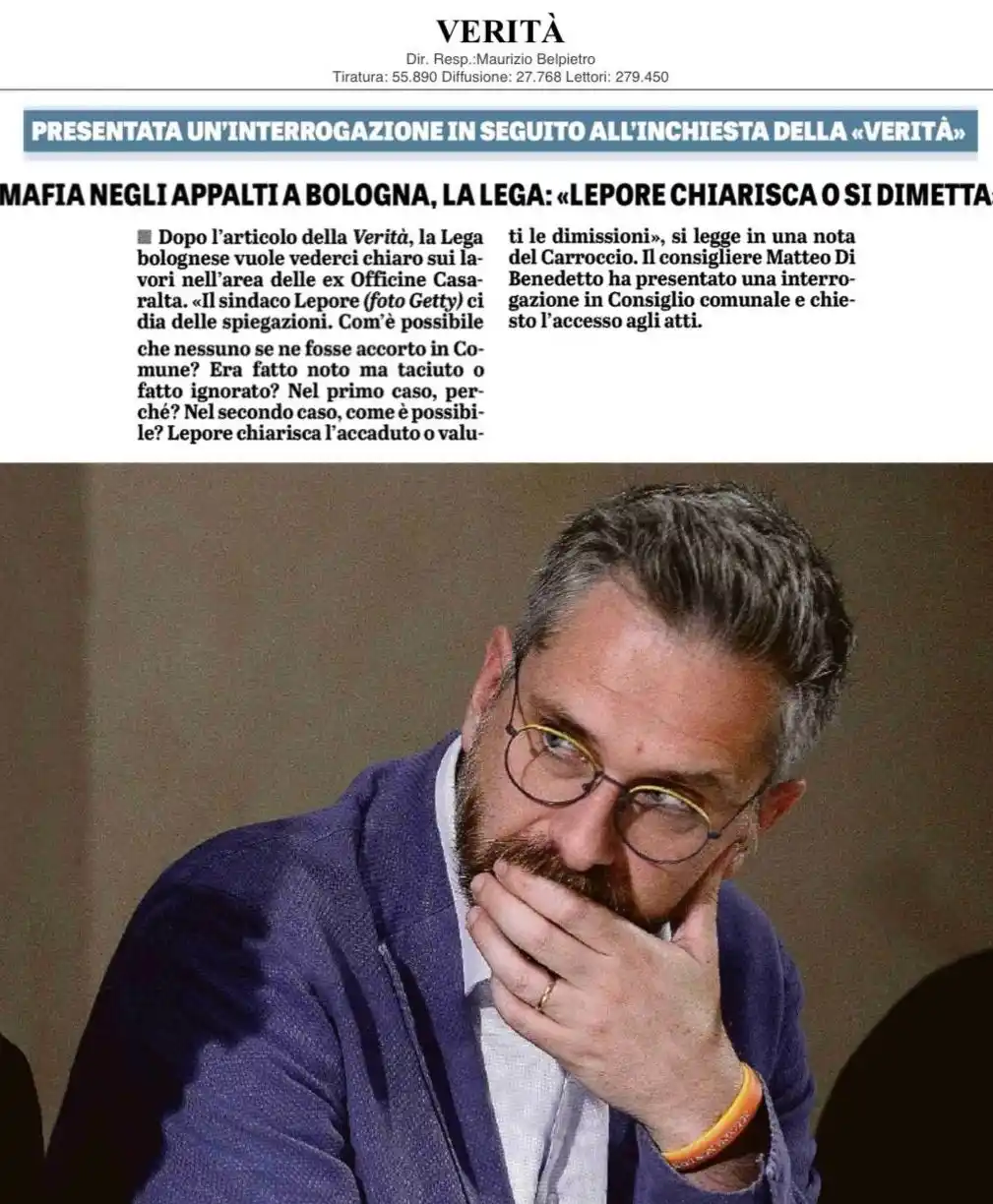 Image from Matteo DI BENEDETTO: 🏢 Bologna, dopo l’inchiesta de La Verità la Lega di Bologna prende un...