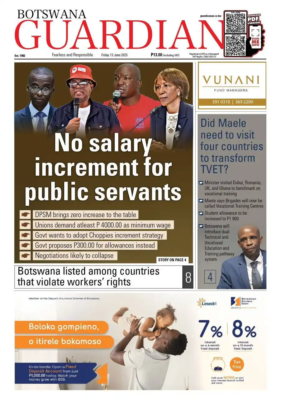 Image from The Hotwire Family of Brands : *BOTSWANA GUARDIAN* *LEAD STORY/S* No salary increment for Public Se...