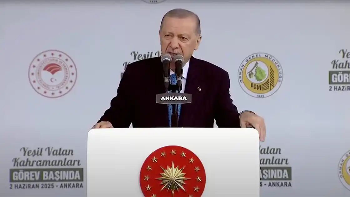 Image from AA Canlı: *Cumhurbaşkanı Erdoğan, Etimesgut Havaalanı'nda düzenlenen "Yeşil Vata...
