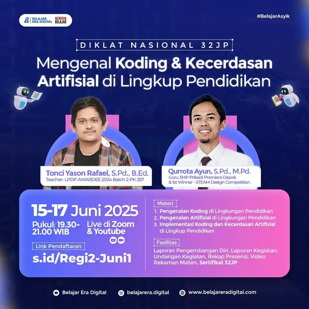 Image from Kelas Belajar Era Digital: 💡 _*DIKLAT NASIONAL 32JP : Mengenal Koding dan Kecerdasan Artifisial ...