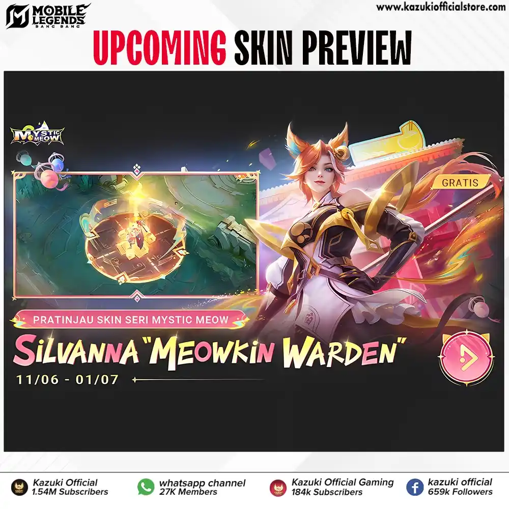 Image from Kazuki Official: ✨ FREE SKIN PREVIEW! Silvanna "Meowkin Warden" is coming to the Myst...