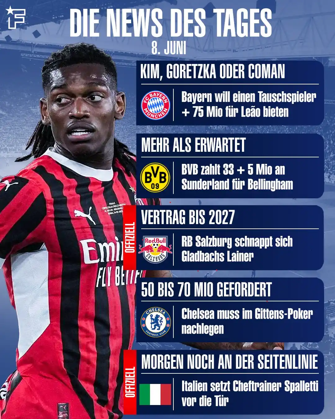 Image from Fussballtransfers.com: 🌜 *FT-Nightwatch* Bayern macht im Werben um Leão ernst! 🔥 Die Deta...