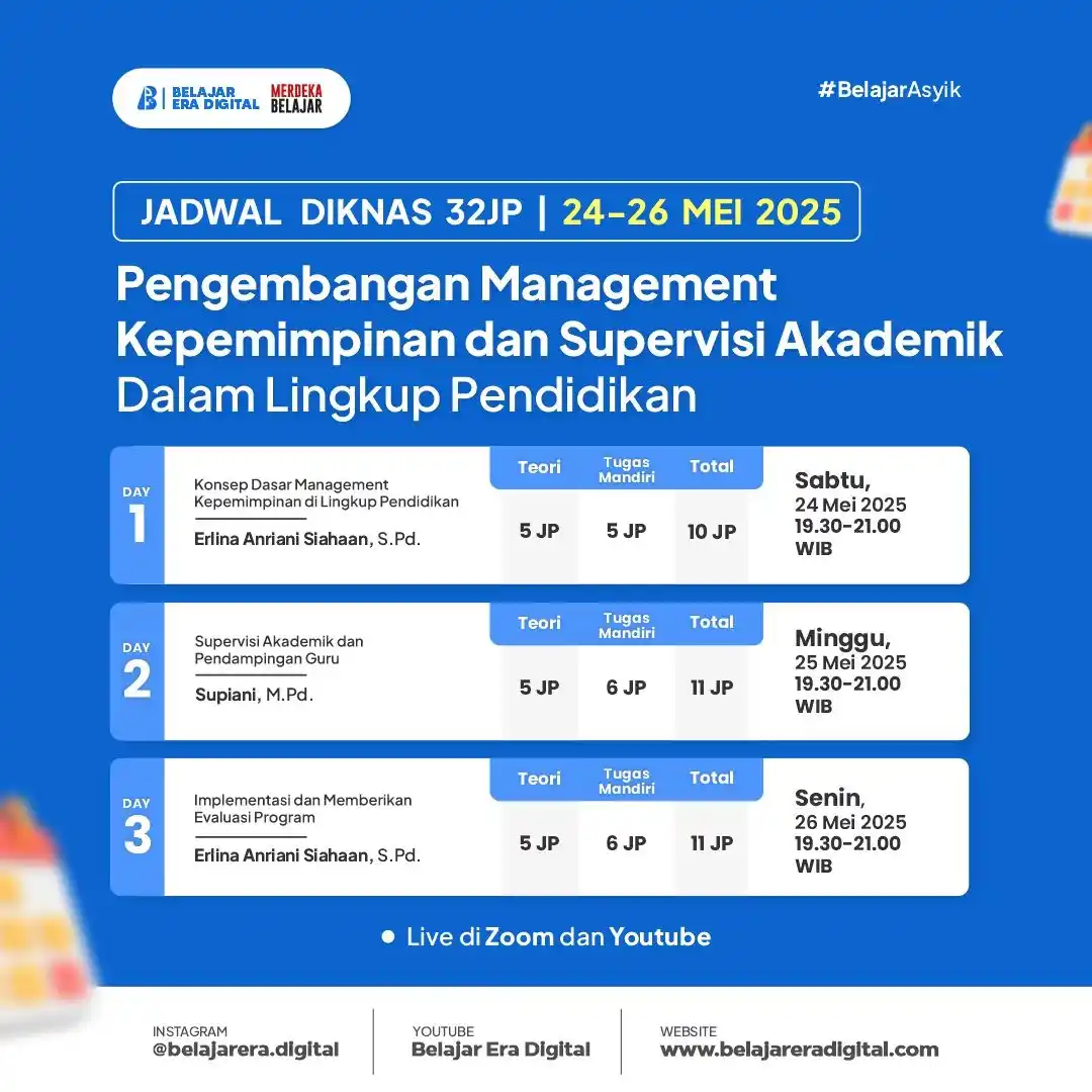 Image from Kelas Belajar Era Digital: 📍 *Informasi Jadwal DIKLAT NASIONAL 32JP* Berikut kami informasikan ...