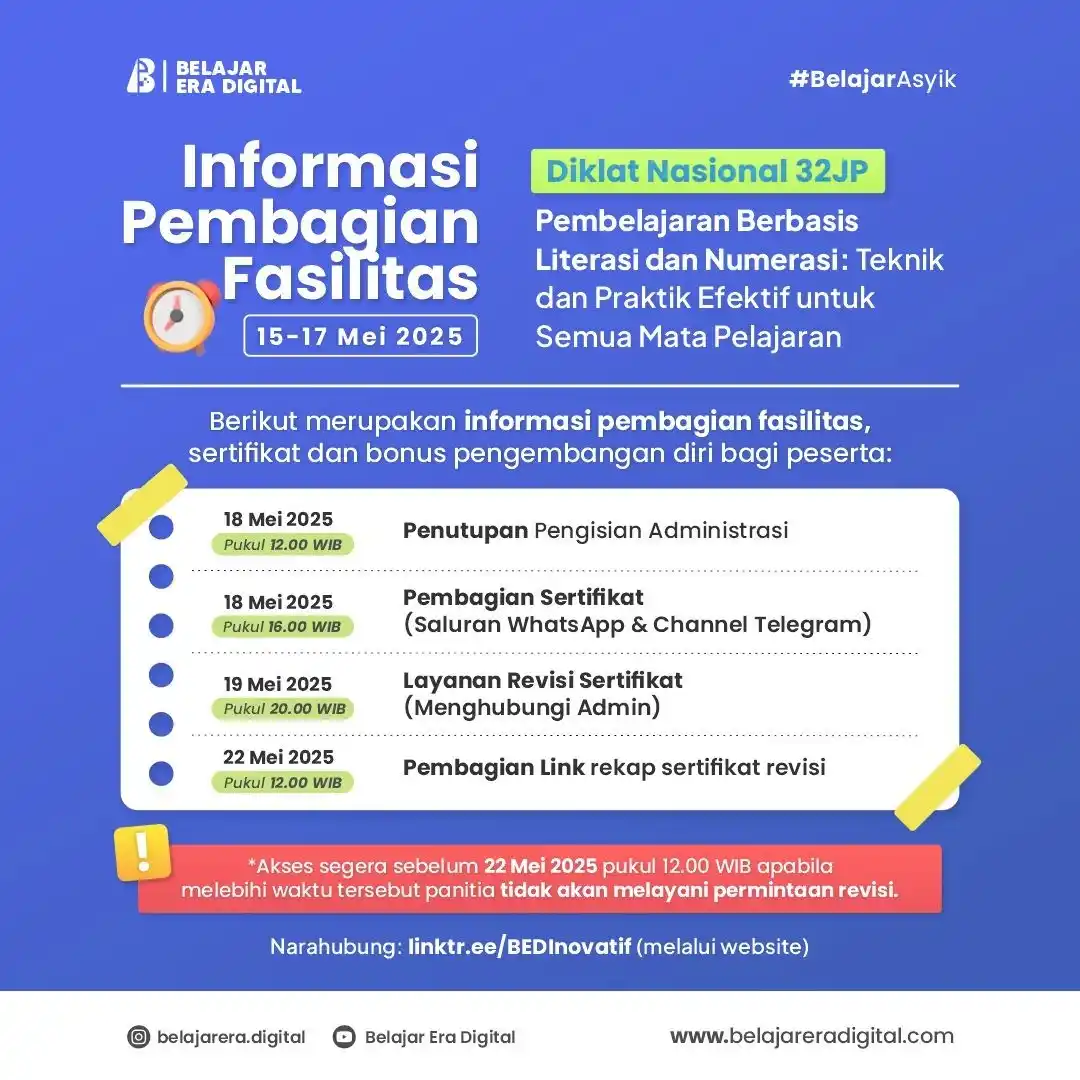 Image from Kelas Belajar Era Digital: 📍 *Informasi Pembagian Fasilitas* Terimakasih bapak/Ibu peserta yang...