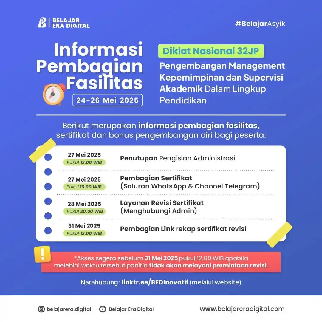 Image from Kelas Belajar Era Digital: 📍 *Informasi Pembagian Fasilitas* Terimakasih bapak/Ibu peserta yang...