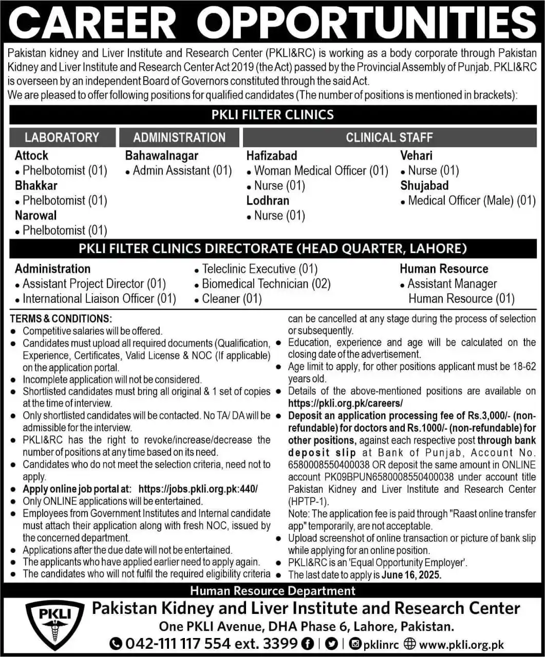 Image from NURSING CHANNEL(Sir Saeed): Job Opportunities in PKLI Filter Clinics (Attock, Bhakkar, Narowal, Ba...