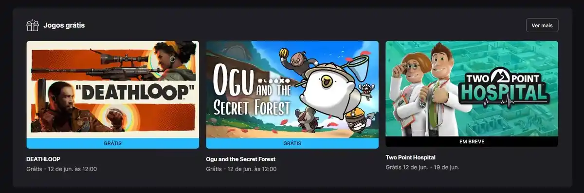 Image from Ofertas - GamePlaysCassi: Jogos Deathloop e Ogu and the Secret de graça para resgate na Epic Gam...