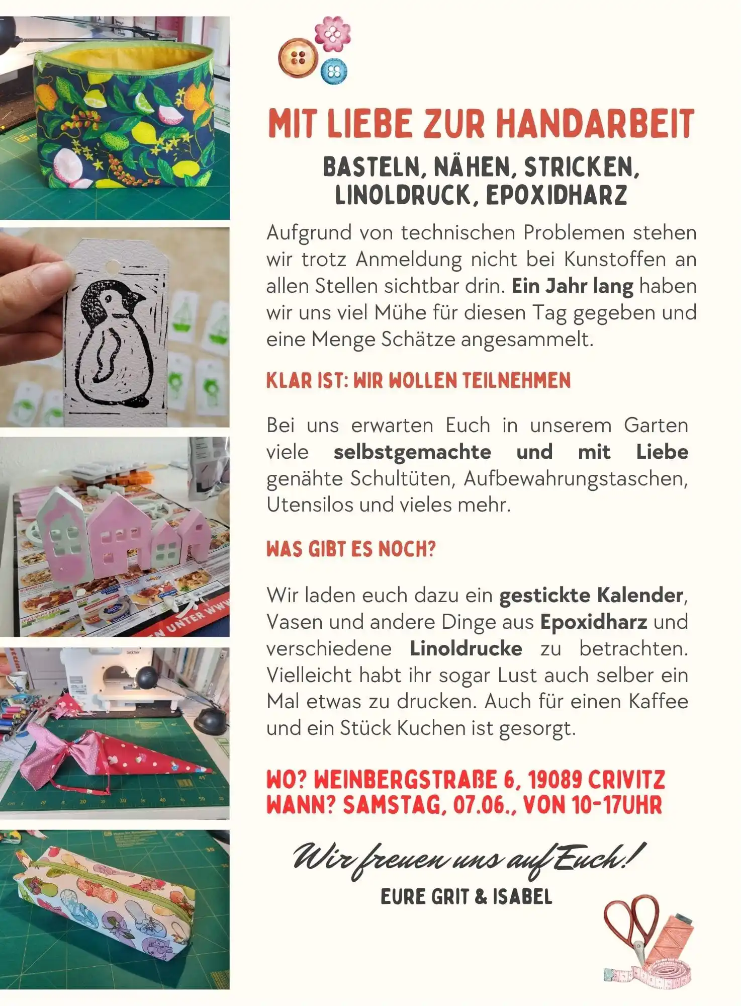 Image from Annas LADEN Schaukasten Crivitz & Umgebung: 🎨 *Kunst offen* auch in Crivitz – Mit Liebe zur Handarbeit 🧵 Am Sa.,...