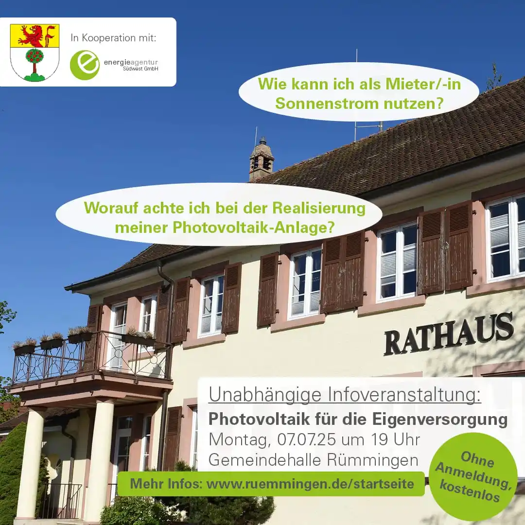 Image from Gemeinde Rümmingen: Mit der kostenlosen Veranstaltung zu Photovoltaik endet die Vortragsre...