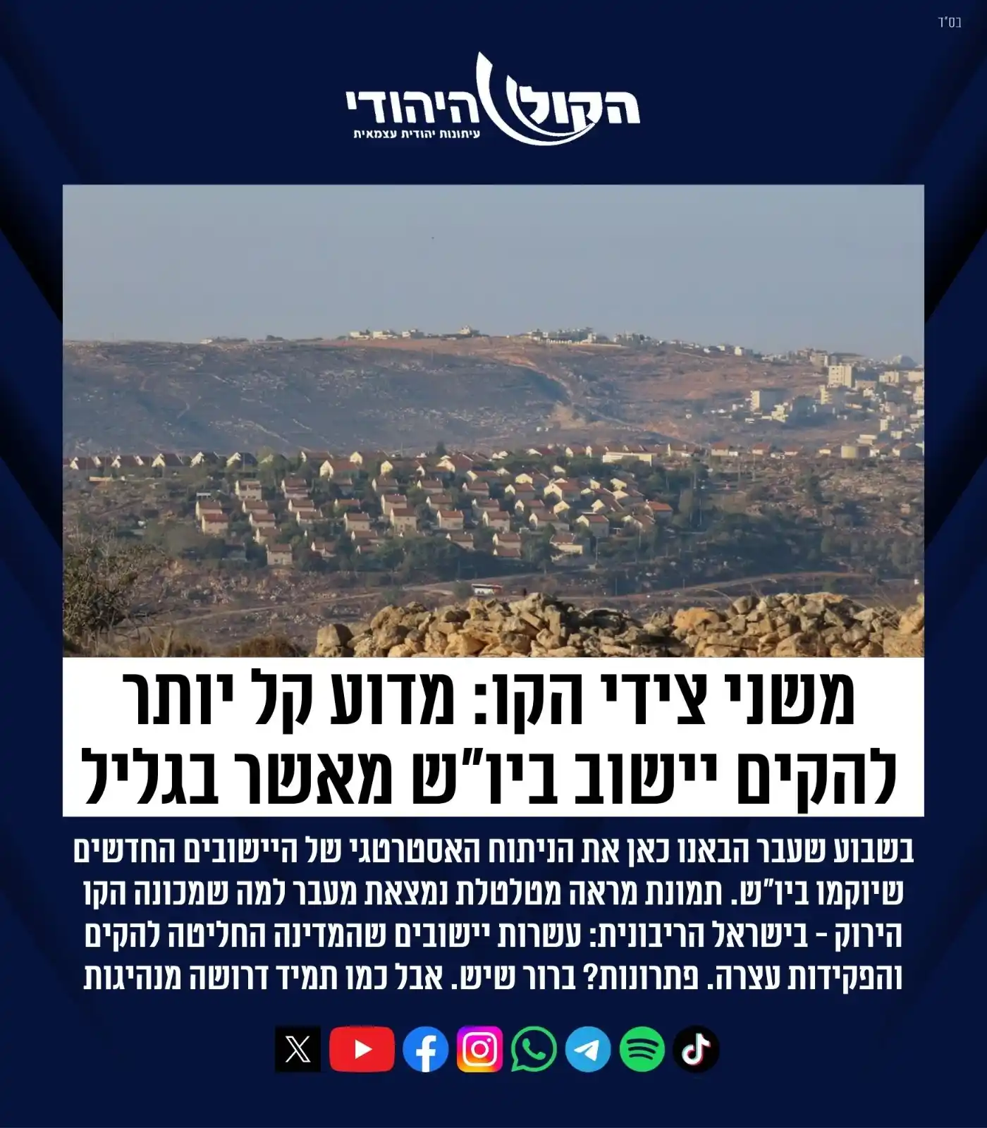 Image from הקול היהודי: *משני צידי הקו: מדוע קל יותר להקים יישוב ביו"ש מאשר בגליל* בשבוע שעבר...