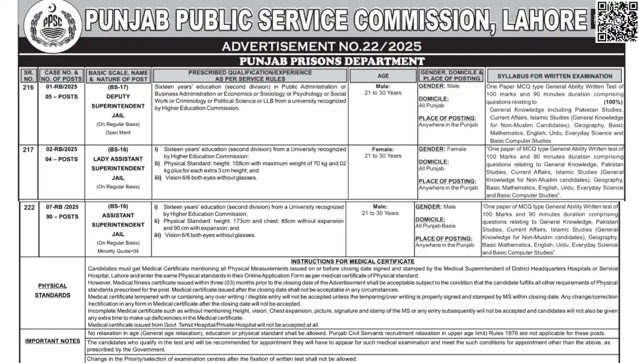 Image from Careers Hub: پبلک سروس کمیشن کے ذریعے محکمہ جیل خانہ جات پنجاب میں بڑی آسامیاں ⭕ ...