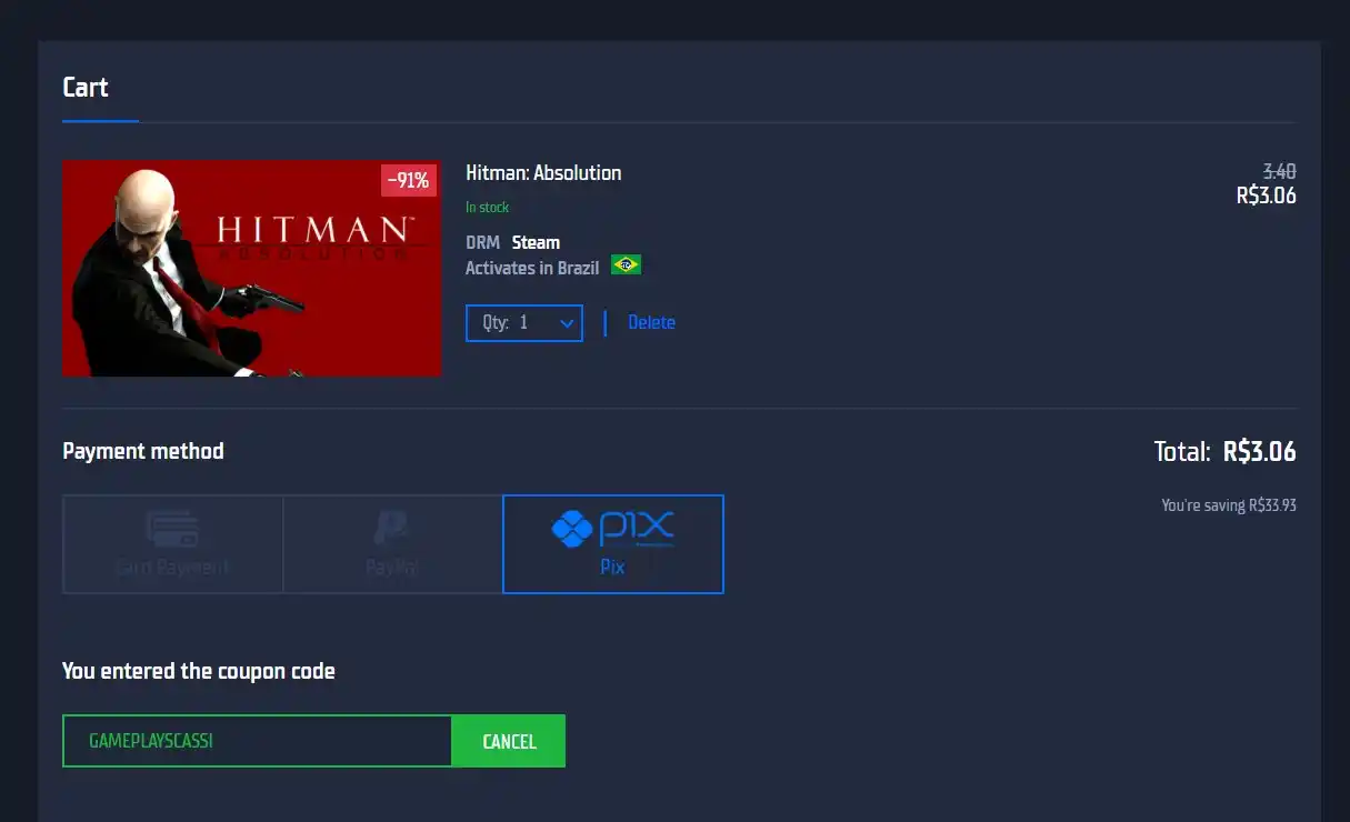 Image from Ofertas - GamePlaysCassi: Preço de banana Hitman: Absolution por R$ 3,06 na GamersGate com ativ...