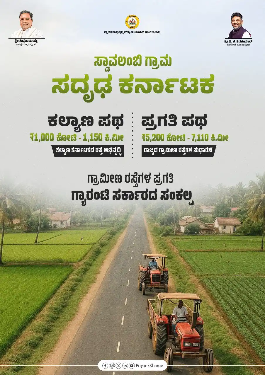 Image from Priyank Kharge 🇮🇳: ರಸ್ತೆಗಳು ಅಭಿವೃದ್ಧಿಯೆಡೆಗಿನ ದಾರಿಗಳಾಗಿರುತ್ತವೆ, ಪರಿವರ್ತನೆಯ ಪಥಗಳಾಗುತ್ತವೆ.  ...