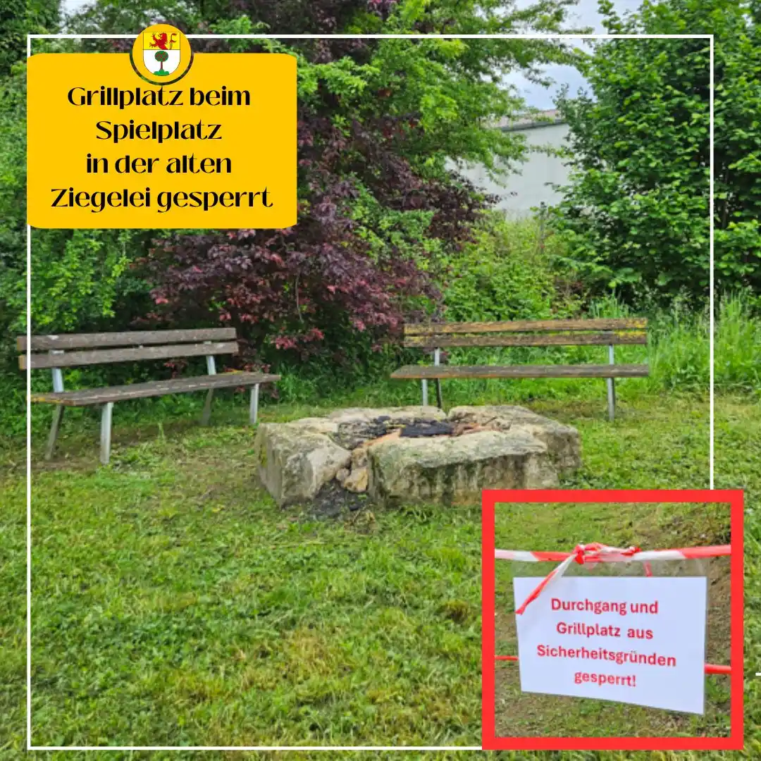 Image from Gemeinde Rümmingen: ‼️Sicherheitshinweis: Der Grillplatz am Spielplatz in der Alten Ziegel...