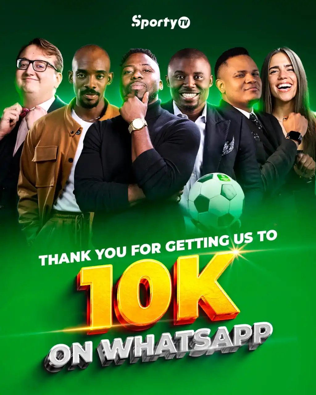 Image from SportyTV: THANK YOU! 🙌 10000 followers - and counting on our WHATSAPP CHANNEL!...