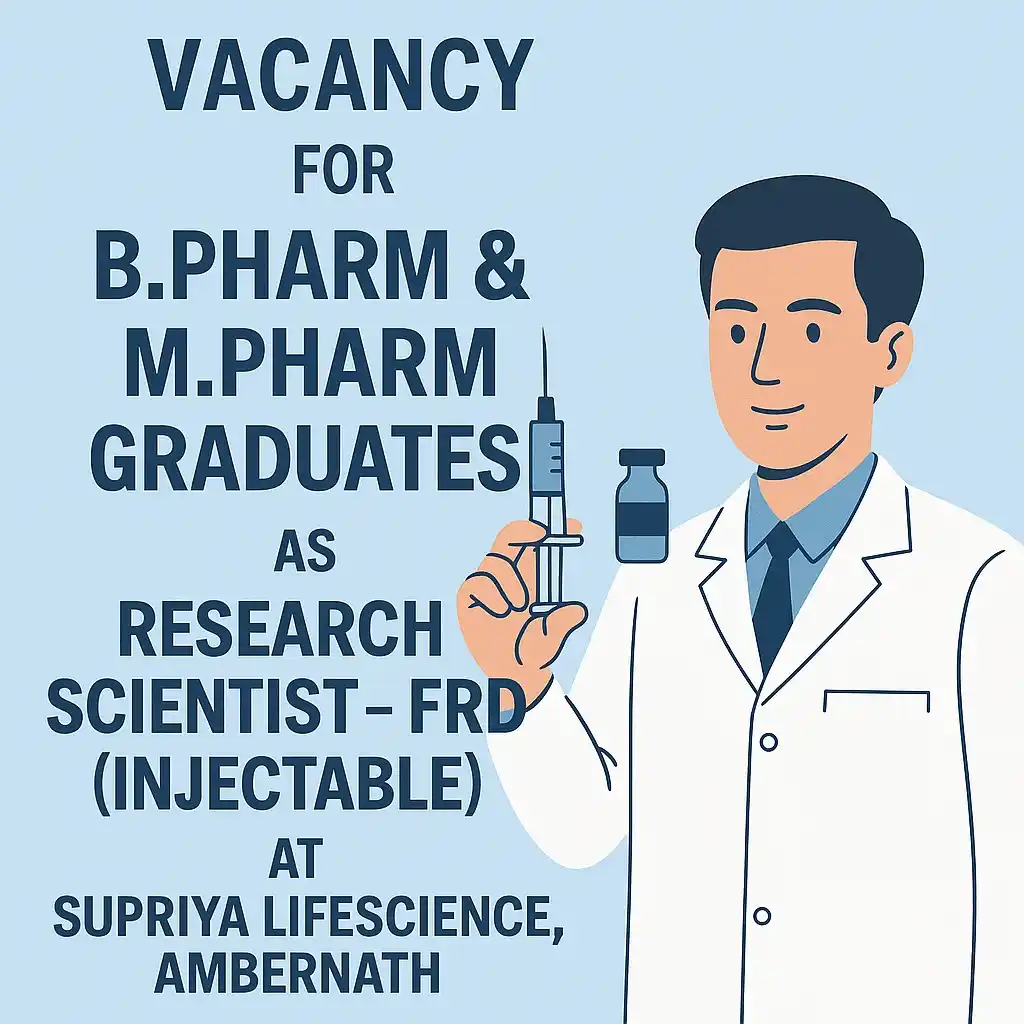 Image from GPATINDIA.COM: *Vacancy for B.Pharm & M.Pharm Graduates as Research Scientist - FRD (...