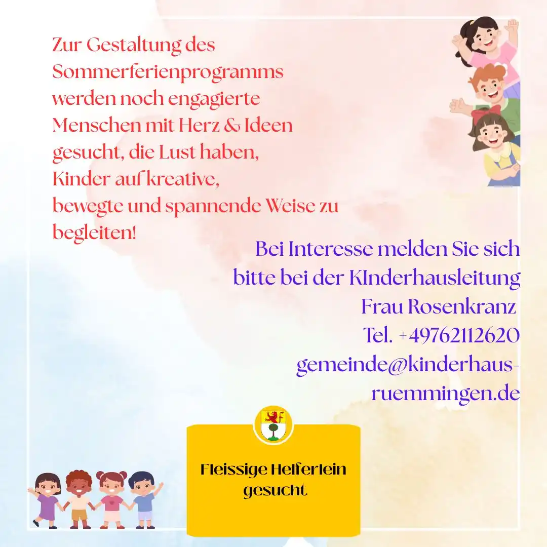 Image from Gemeinde Rümmingen: Wir nehmen gerne weitere Programmpunkte für unser Sommerferienprogramm...