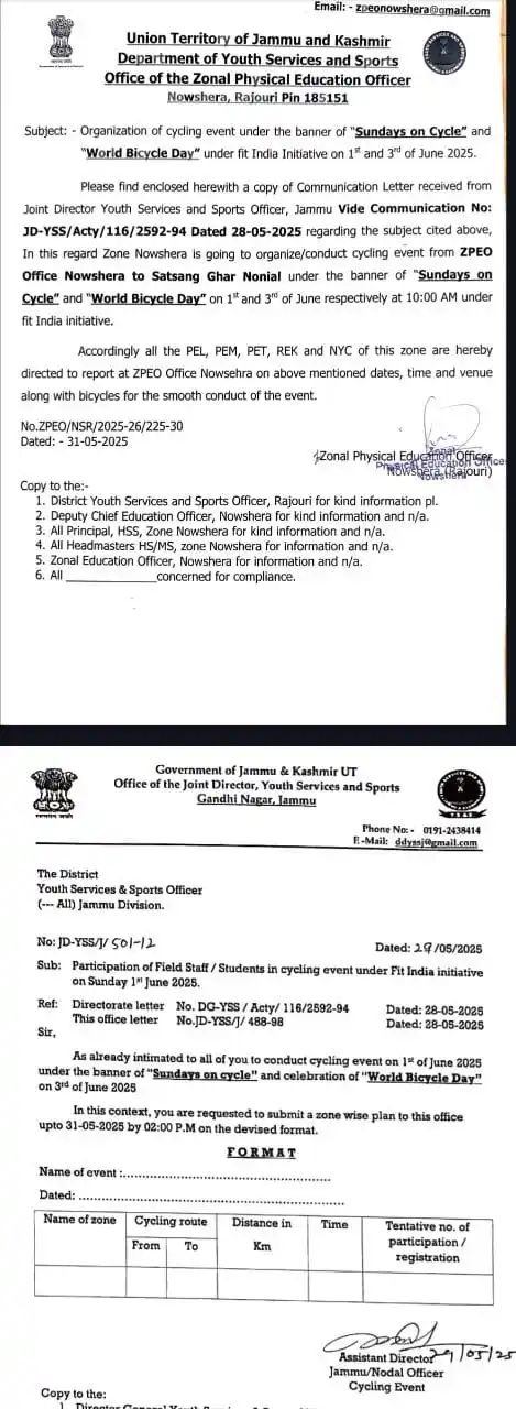 Image from Govt. Orders Only: ZPEO NOWSHERA, RAJOURI: Organizing of Cycling Event...