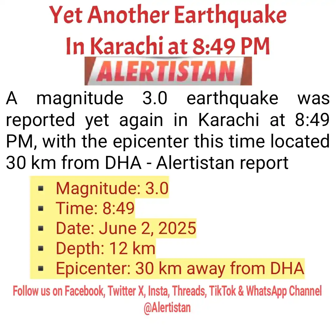 Image from Alertistan: *Alertistan Earthquake Alert | Karachi*   <a class="text-blue-500 hove...