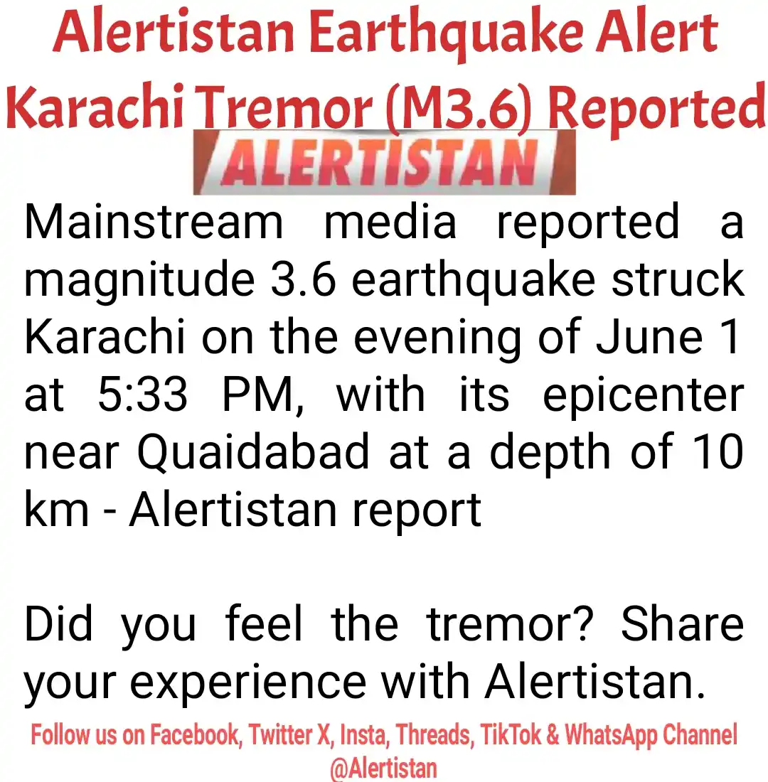 Image from Alertistan: *Alertistan Earthquake Alert | Karachi* <a class="text-blue-500 hover...
