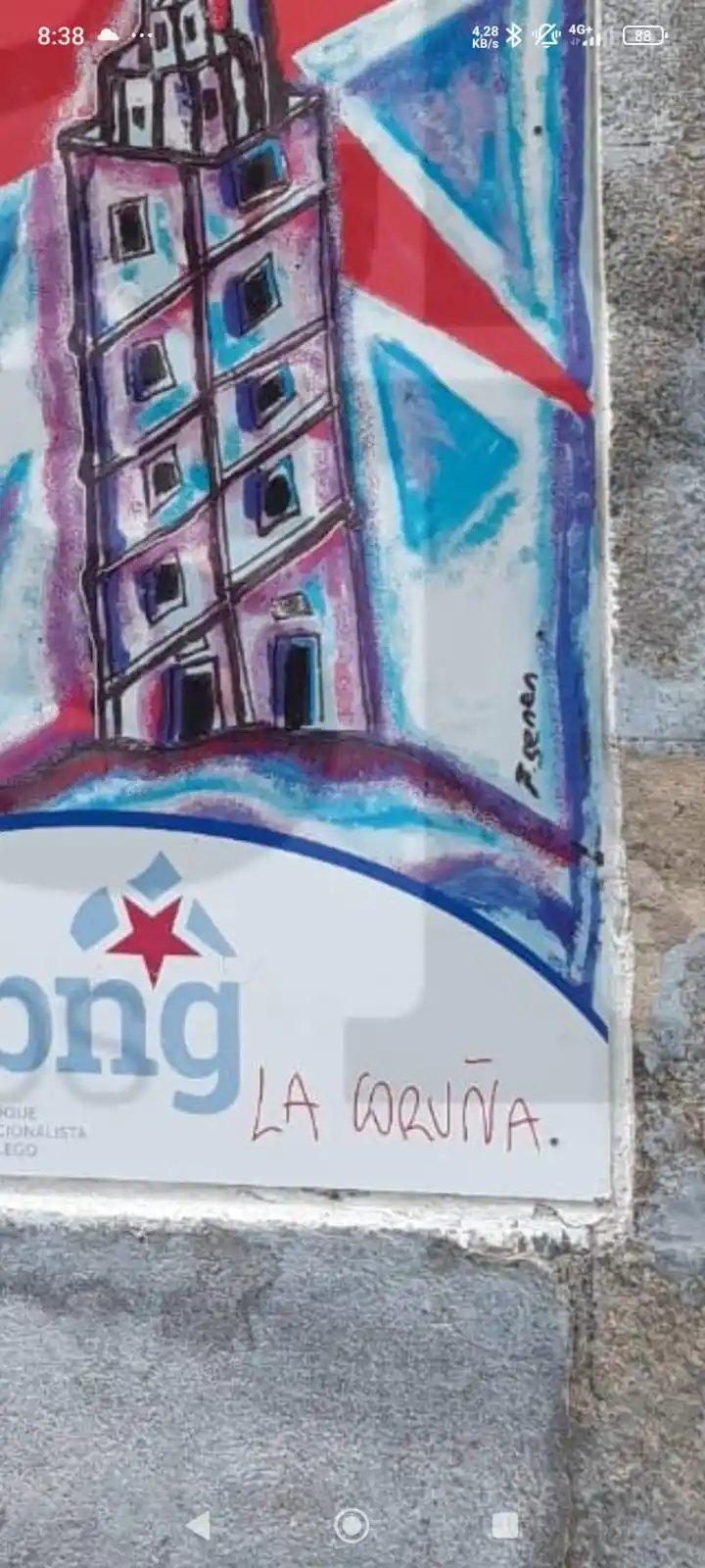 Image from CANAL WSP HE (HABLAMOS ESPAÑOL): Alguien ha escrito este precioso La Coruña, con L de libertad, en la s...