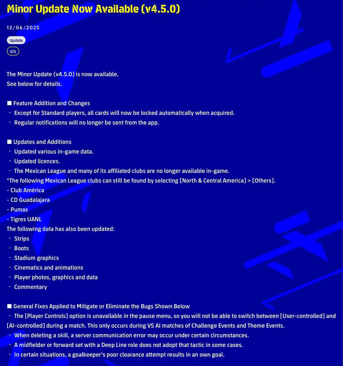 Image from TUNDHEX-eFootball™Hub: All you need to know about the Minor Update v4.5.0 > 𝑻𝑼𝑵𝑫𝑯𝑬𝑿-...