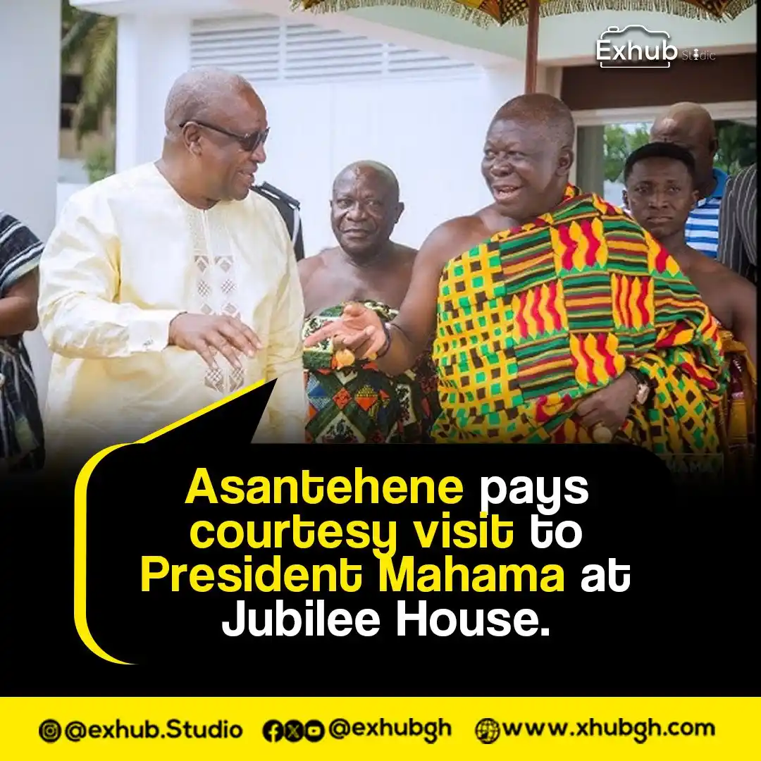 Image from Exhub.Studio: Asantehene pays courtesy visit to President Mahama at Jubilee House......