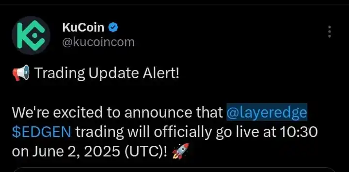 Image from 𝚂𝙴𝙶 🅰🅻🅿🅷🅰-⭕: Breaking news _LayerEdge scheduled to List at 10:30AM, June 2nd (UTC)...