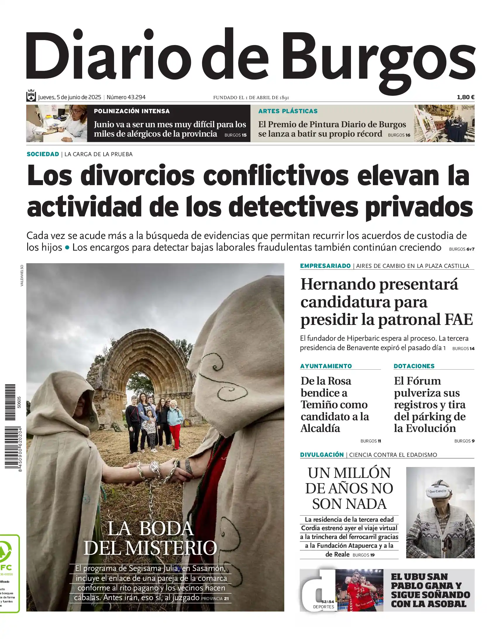 Image from Diario de Burgos: 🗞Buenos días. Esta es la portada de Diario de Burgos de este jueves 5...