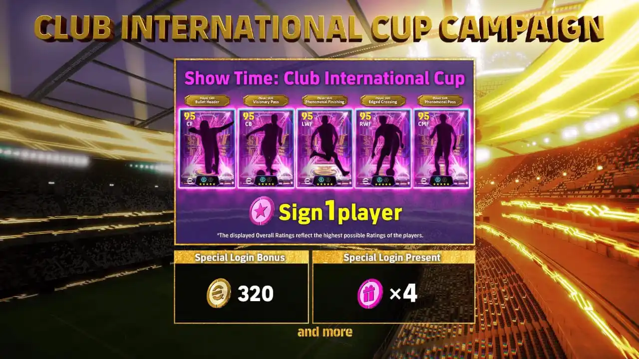 Image from TUNDHEX-eFootball™Hub: *CLUB INTERNATIONAL CUP CAMPAIGN* Free Showtime Card via selection co...